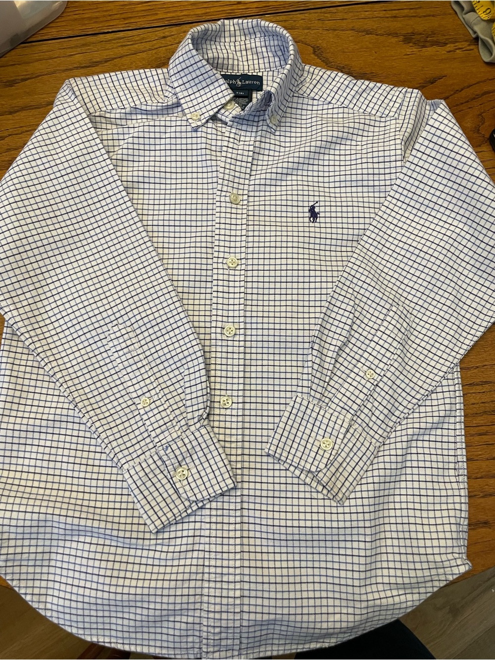 Ralph Lauren | blue and white pin stripe Plaid buttondown shirt size 8